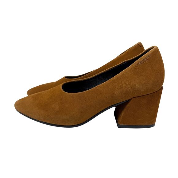 Vagabond Warm Tan Suede Block Heel Pumps Women's Size EU 38/US 7 - Picture 3 of 9
